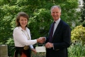 James Horne, CEO of GunsOnPegs, presenting a �7000 cheque to Teresa Dent, chief executive of the GWCT for the Trust�s latest research, which is aiming to get the �wilder, element back on released shoots.